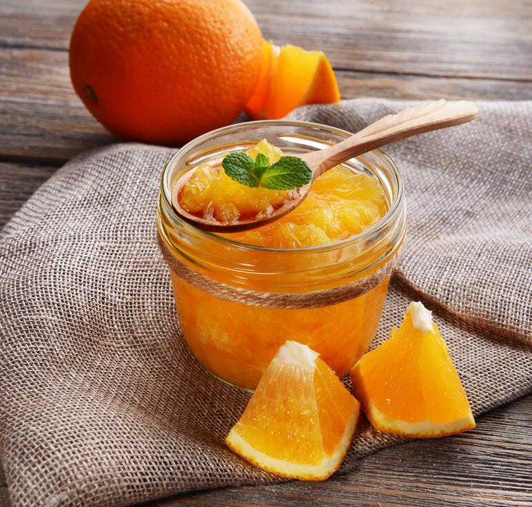 Orange Jam with Fruit on Table