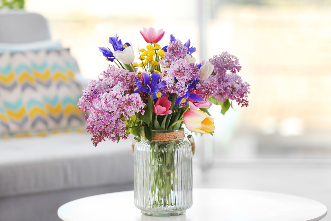 Bouquet of Spring Flowers in Vase