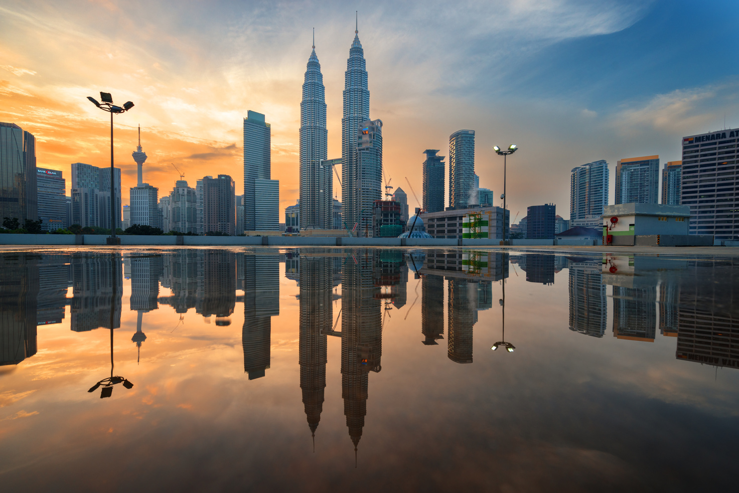 Klcc cityscape sunset