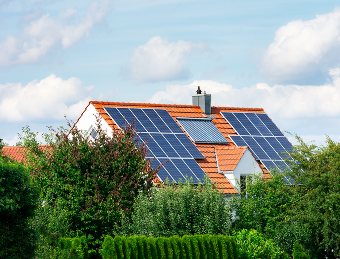 Modern House with Photovoltaic and Solar Heating System