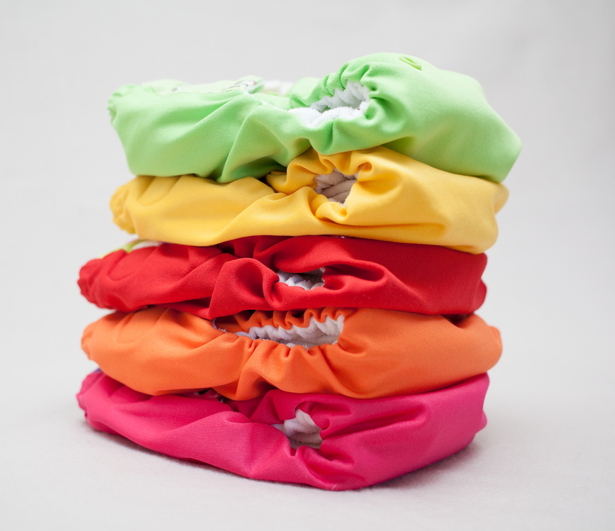 Stack of cloth diapers different colors