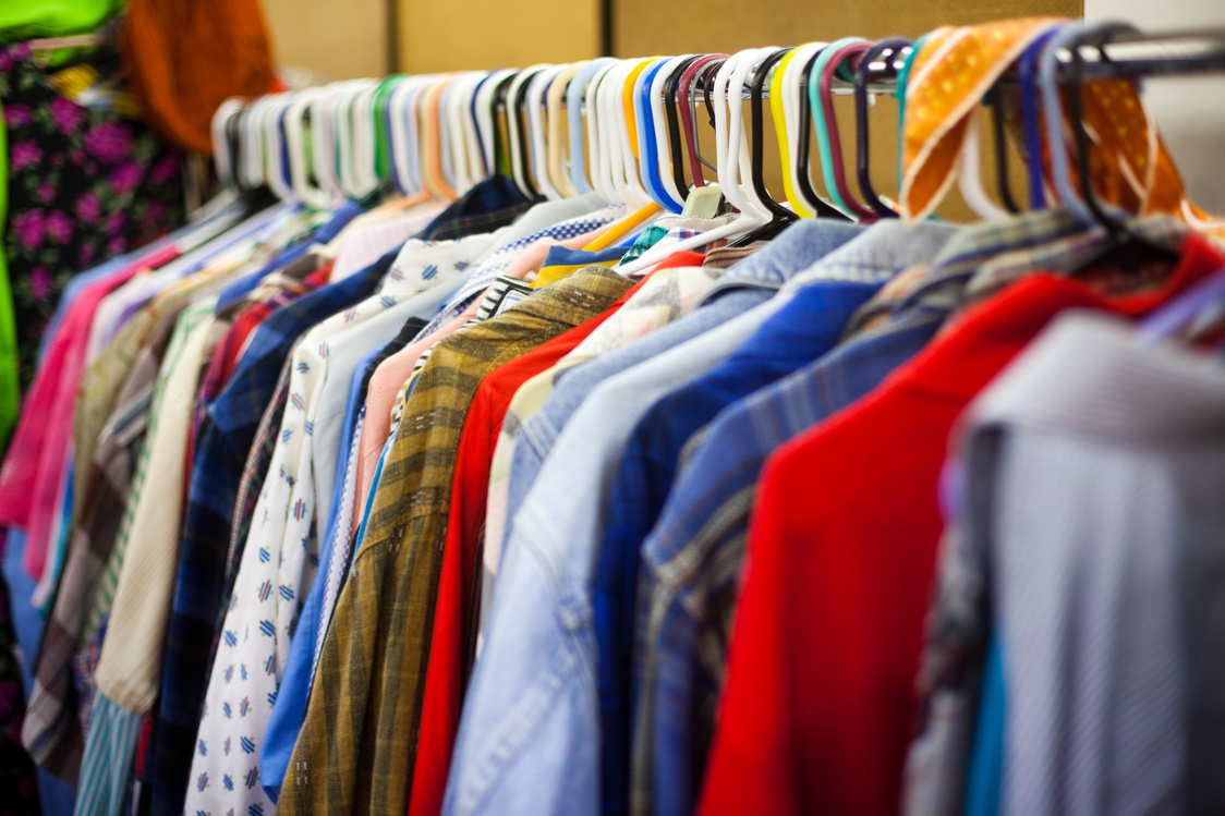 Clothing Rack at a Thrift Store